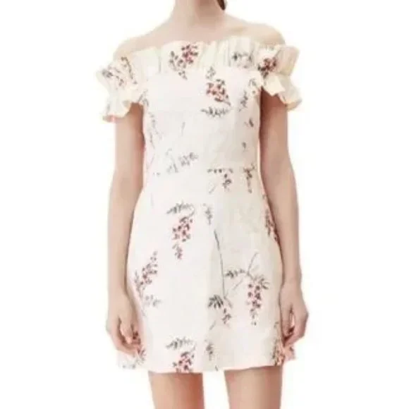 Rebecca Taylor Women's Off-The-Shoulder Ivie Fleur Embroidered Dress, Size 14